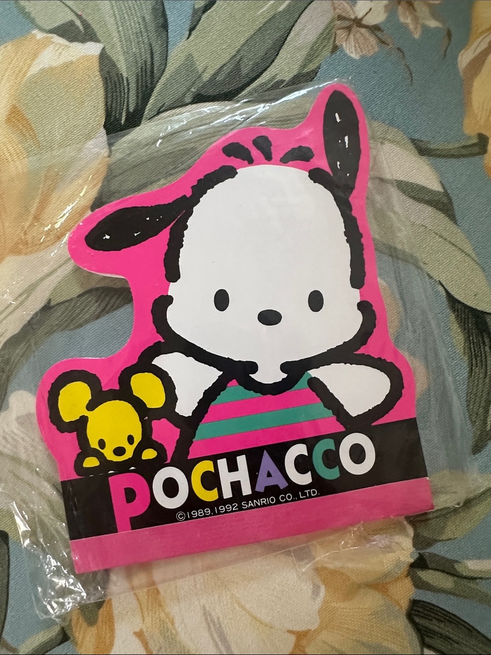 Sanrio Pochacco Hot Pink Sticker with Yellow Accent